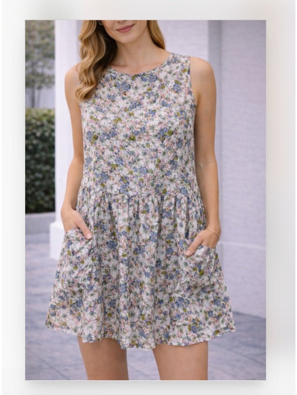 ModCloth Dress Womens Small Multicolor Floral Sleeveless Fit Flare Pockets